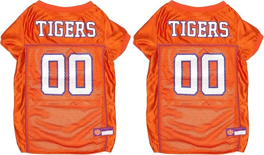 NCAA College Clemson Tigers Mesh Jersey for Dogs & Cats, Medium. Licensed Big Dog Jersey with Your Favorite Football/Basketball College Team (Pack of 2)