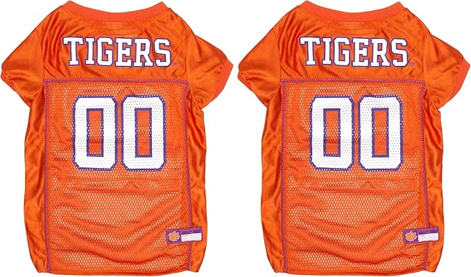 NCAA College Clemson Tigers Mesh Jersey for Dogs & Cats, X-Large. Licensed Big Dog Jersey with Your Favorite Football/Basketball College Team (Pack of 2)