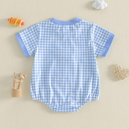 Baby Girl Summer Clothes Dog Bubble Romper Newborn Infant Plaid Onesie Spring Summer Toddler Bodysuit Clothes
