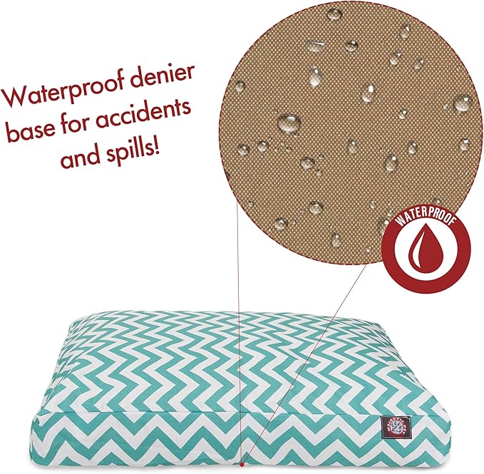 Majestic Pet Chevron Rectangle Dog Bed Washable – Non Slip Comfy Pet Bed – Crate Bed with Removable Washable Cover – Kennel Bed for Sleeping, Polyester Fiber, Large, Teal