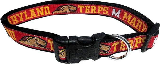 Pets First Collegiate PET Collar NEW VERSION Maryland Terrapins Dog Collar, Size Small. Best Sports Team Color for Dogs & Cats. A Shiny & Colorful Dog & Cat Collar Licensed by The NCAA