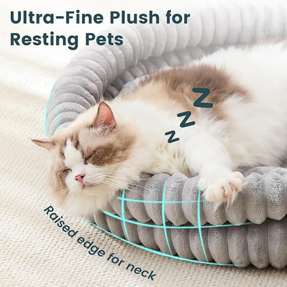 Small Dog Beds, Machine Washable Donut Large Cat Beds for Indoor Cats, Fluffy Round Pet Bed with Anti-Slip Bottom for Puppy and Kitten, Gray, 28"x28"x5"