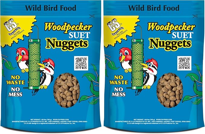 C&S Woodpecker Suet Nuggets Single Packs, 27 oz, None (Pack of 2)