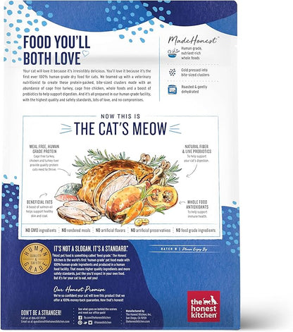 The Honest Kitchen Whole Food Clusters Grain Free Turkey & Chicken Dry Cat Food, 1 lb Trial Pouch (Pack of 2)