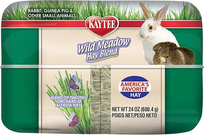 Kaytee All Natural Timothy Hay Wild Meadow Hay Blend for Guinea Pigs, Rabbits & Other Small Animals, 24 Ounce (Pack of 2)