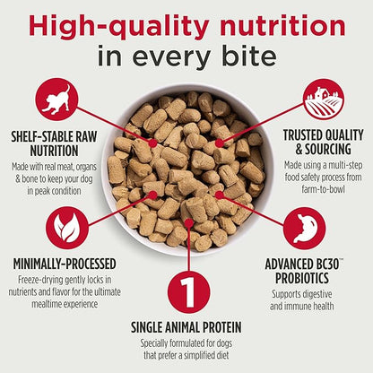 Nulo Freeze-Dried Raw Chicken Recipe with Blueberries Complete and Balanced Dry Dog Food Kibble, 18 Ounce Bag