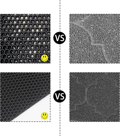 Cat Litter Box Mat Double Layer Trapping Mat Easy-Clean Waterproof Urine Proof(Gray 30x22in)