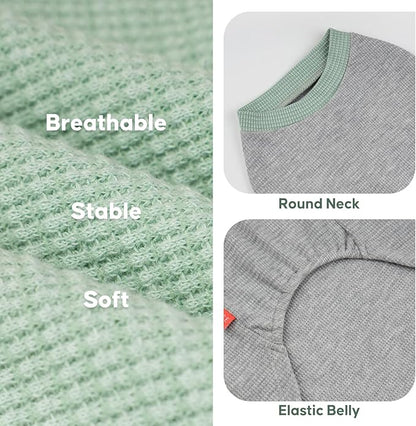 KYEESE 2Pack Dog Shirts Waffle Stretchy T-Shirts Lightweight Tank Top Sleeveless Vest Breathable Pet Apparel, XX-Large, Green+Grey