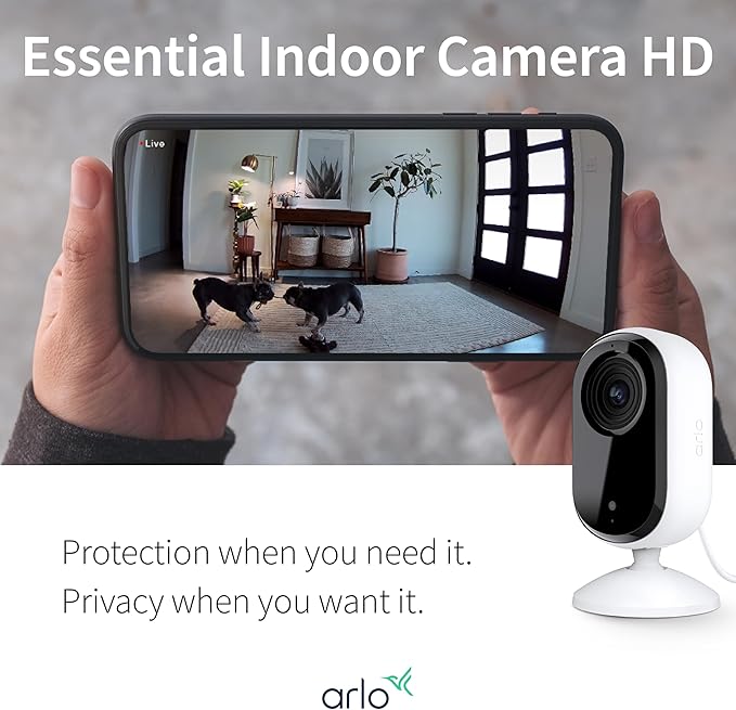 Arlo Essential Security Cameras Wireless Outdoor 1080p HD (2nd Gen, 2023 Release) - Battery Power, Person Recognition, Package Detection, Animated Preview, 1-Month Trial of Secure Plan, 1 Cam, White