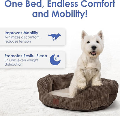 American Kennel Club 26" Clamshell Cuddler Dog Bed - Plush Popcorn Texture, Washable, Non-Slip, for Medium & Large Dogs