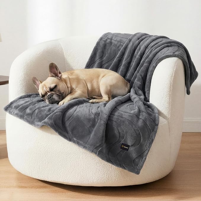 Waterproof Dog Blanket for Small Dog – Double Sided Washable Cat Puppy Blanket, Soft, Warm, Pet Throw Essentials, Grey M(40×28)"