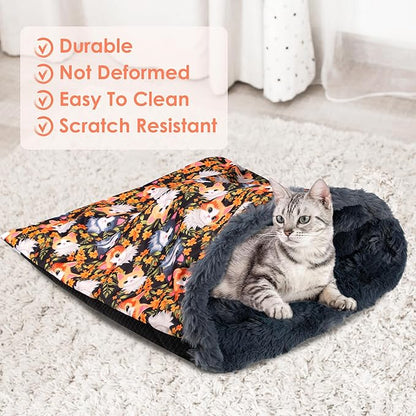 Cat Bed Cave Sleeping Bag, Cozy Soft Cat Bed, Pet Mat Self Warming Pad Sack for Cats