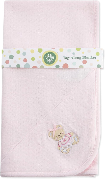 Little Me Blankets for Baby Girls' Pink Bear Swaddling Receiving Blanket