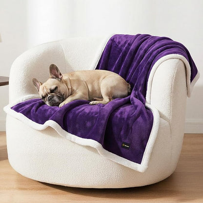 Waterproof Dog Blanket for Small Dog – Double Sided Washable Cat Puppy Blanket, Soft, Warm, Pet Throw Essentials, Purple White M(40×28)"