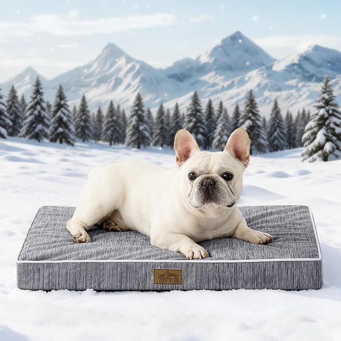 COZY KISS Cooling Dog Bed for Crate, Waterproof Dog Crate Mat with Removable Washable Cover, Orthopedic Egg Crate Foam Support, Dog Crate Bed 29x18x3 Inch,Dark Grey
