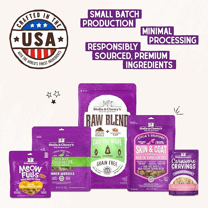 Stella & Chewy's Freeze-Dried Raw Cat Dinner Morsels - Premium Chicken Recipe with 98% Cage-Free Meat & Organs - Natural Grain-Free Cat & Kitten Food - Made in USA - 8 oz