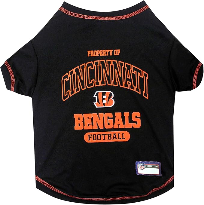 NFL Cincinnati Bengals Dog T-Shirt for Pets, Size Large. Officially Licensed Pet Shirt with Team Logo, Soft Stretchable Comfort Fit Apparel for Dogs & Cats