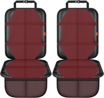 XHYANG Car Seat Protector,2 Pack Automotive Seat Protectors Baby Carseat Pad Waterproof Durable 600D Fabric for Child Baby Car Seat Mat Vehicle Pet Cover 2 Storage Pockets (Wine Red)