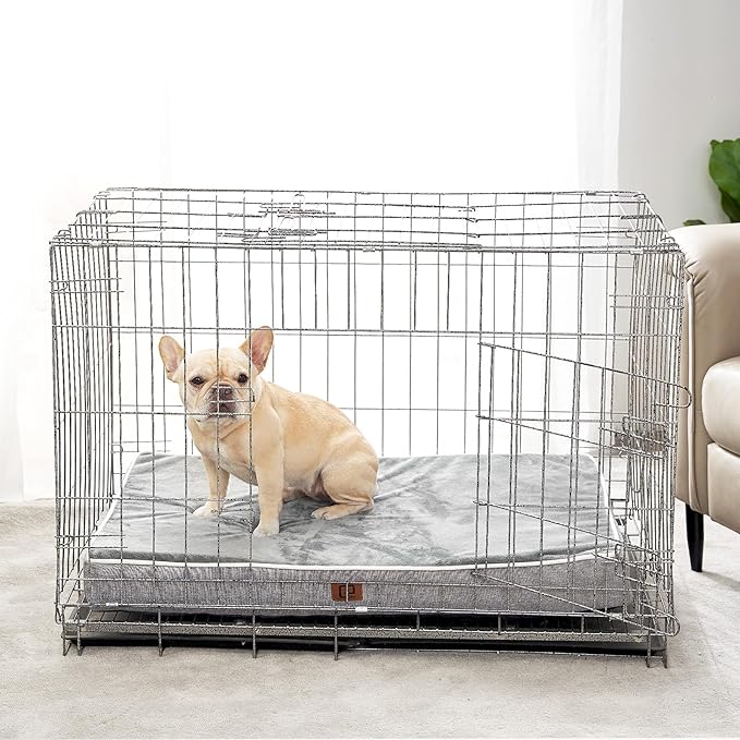 EHEYCIGA Waterproof Dog Bed Memory Foam 36x27, Orthopedic Dog Beds Mat for Large Dogs with Removable Cover, Grey