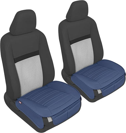 Motor Trend Seat Covers for Cars Trucks SUV, Faux Leather 2-Pack Blue Padded Car Seat Covers with Storage Pockets, Premium Interior Car Seat Cover
