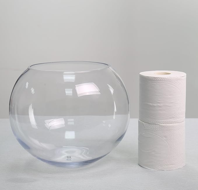 CYS EXCEL Large Glass Bubble Bowl (H-9.5" W-11", Approx. 3 Gal.) | Multiple Size Choices Fish Bowl Vase | Glass Round Bowl Terrarium | Globe Flower Vase Centerpiece