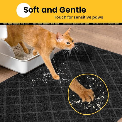 Conlun Cat Litter Mat Litter Trapping Mat, 35" x 23" Premium Durable PVC Grid Mesh with Scatter Control, Non-slip, Less Waste Cat Litter Box Mat, Soft on Kitty’s Paws, Urine Waterproof