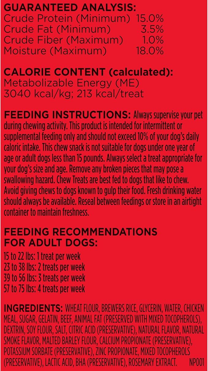 Milk-Bone Comfort Chews, Dog Treats with Unique Chewy Texture and Real Beef, 9 Chews (Pack of 4)