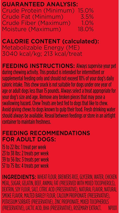 Milk-Bone Comfort Chews, Dog Treats with Unique Chewy Texture and Real Beef, 9 Chews (Pack of 4)