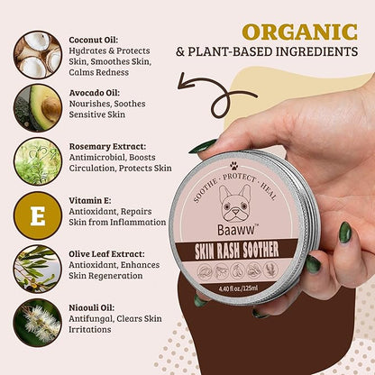Dog Skin Irritation Treatment, Dog Red Skin, Hot Spot Soother Skin for Dogs, Anti-Itch Lotion, Allergy Relief & All-Natural Rash Cream for Dogs Soothing Relief for Dry, Itchy Coat - Cream 125ml