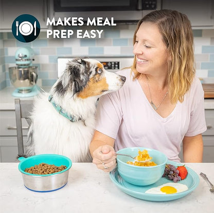 Our Pets DuraPet Stainless Steel Dog Bowl with 3 Pieces TPE Inserts for Puppies or Small Sized Dogs, Holds 1.25 Cups