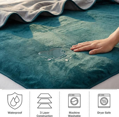 Lavish Home Waterproof Blanket - 80x80 King-Size Blanket for Kids, Pets, and Outdoors - Throw for Bed, Couch, Chair and Car (Green)