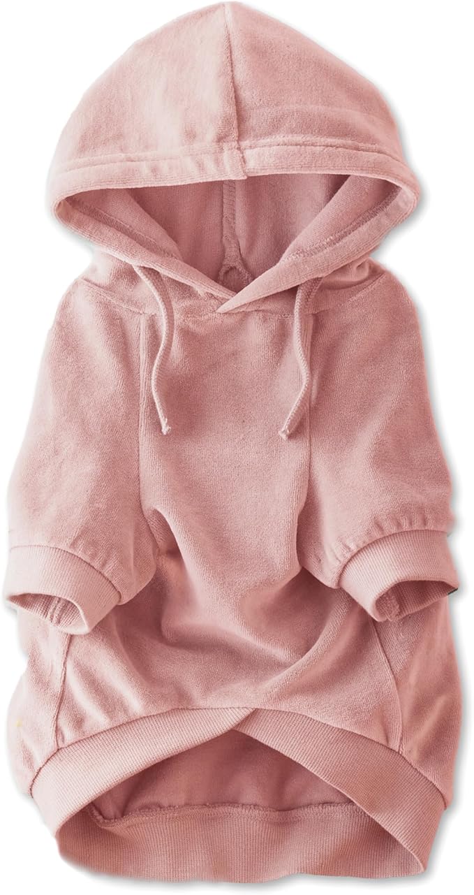 Pet Passion Cooper II Organic Cotton Velour Dog Hoodie Pet Coat for Small, Medium and Large Dogs, Pink, XX-Small (4-7 lbs)