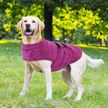 Queenmore Small Dog Sweaters, Soft Fleece Vest Pullover Dog Jacket with Leash Hole, Warm Winter Dogs Clothes Cold Weather Doggy Dachshund Sweater for Small Dogs Cats Boy or Girl (Cationic Berry, XS)