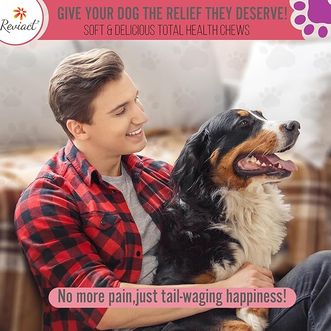 Total Health Dog Chews 12-in-1, Hip and Joint Supplement with Glucosamine Chondroitin for Dogs, Dog Multivitamin Treats with Omega 3 Salmon Oil and Vitamins for Skin and Coat Support, 60 Soft Chews