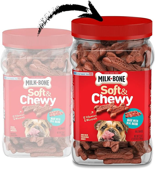 Milk-Bone Soft & Chewy Dog Treats Made with Real Bacon, 25 Ounce