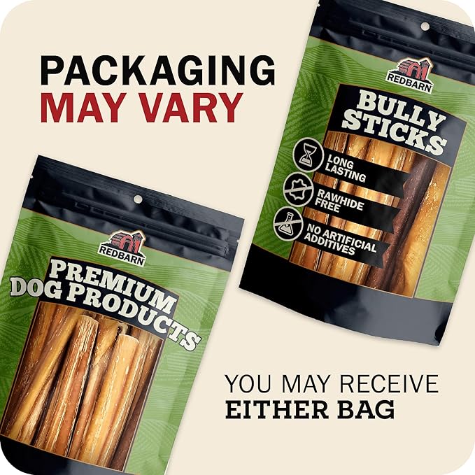 Redbarn Pet Products 7 Inch Bully Sticks - Case of 35 - Naturally Low Odor Long Lasting 100% Beef Chews for Medium Large Dogs & Puppies - Best Single Ingredient Treat Reward