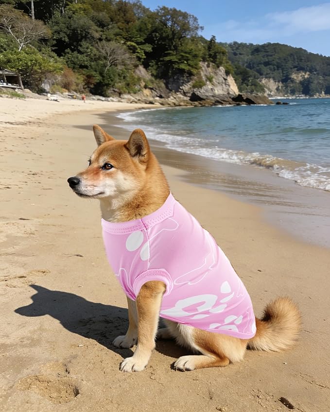 PET SHOW 4 Pack Summer Dog Shirts for Medium Large Dogs Girl UPF 50+ UV Sun Protection Cooling Clothes Tank Top Floral Puppy T-Shirts Pet Holiday Party Sleeveless Vest Pink(X-Large)
