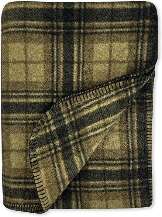 Preston II – THE Polar Fleece Throw, Super-Soft Recycled Polar Fleece Dog Blanket Couch Coat Sofa and Car Protecter for Small, Medium, Large Dogs - 40”x 50”, Olive Chesterfield Plaid, One Size