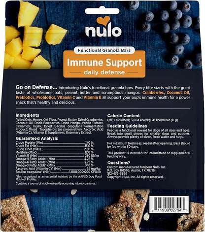 Nulo Functional Granola Bars, Healthy Dog Treats, Oven Baked, Made with Prebiotics and Probiotics, Contains No Added Salt, Sugar, or Molasses, 10 Ounce Bag