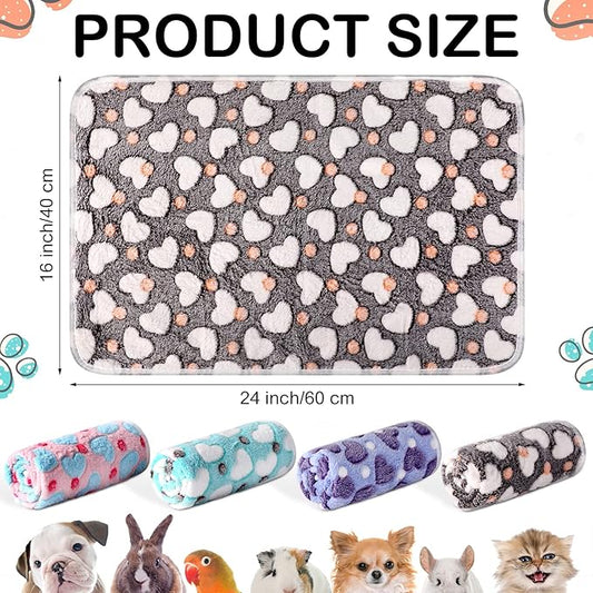 Tudomro 8 Pcs Guinea Pig Blankets Washable Small Pet Fleece Bedding Cage Liners Double Sided Pet Reusable Sleep Mat Pad Cover for Ferret Chinchilla Furniture Protection(Heart,16 x 24 Inch)
