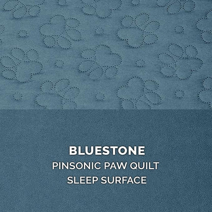 Furhaven Orthopedic Dog Bed for Large/Medium Dogs w/ Removable Bolsters & Washable Cover, For Dogs Up to 55 lbs - Pinsonic Quilted Paw L Shaped Chaise - Bluestone, Large