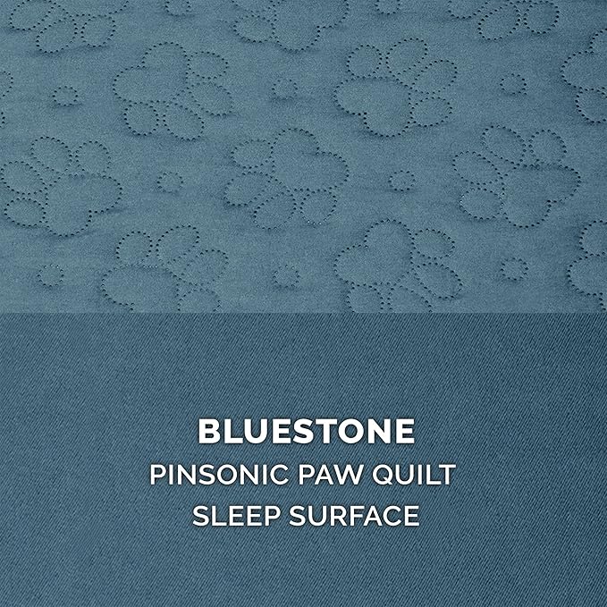 Furhaven Orthopedic Dog Bed for Medium/Small Dogs w/ Removable Bolsters & Washable Cover, For Dogs Up to 35 lbs - Pinsonic Quilted Paw L Shaped Chaise - Bluestone, Medium