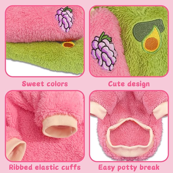 XXS Dog Sweaters for Small Dogs Girl, 2 Pack Warm Fleece Dog Sweater for Winter, Cute Puppy Clothes Small Doggie Coat for Girls