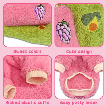 2 Pieces Puppy Sweaters - Female Yorkie & Chihuahua Sweaters, Cute Winter Warm Fleece Dog Clothes (Small)