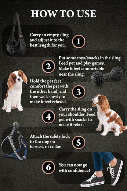 Noah & Paw Dog Sling Carrier for Small Dogs 5-18lb, Dog Sling for Small Dogs and Cats, Dog Carrier with Adjustable Padded Strap, Premium Twill, Lined with Fur, Double Safety Feature, Machine Washable