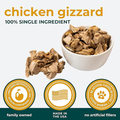 Momentum Carnivore Nutrition Freeze-Dried Chicken Gizzard Cat Treats – Single-Ingredient, High-Protein, All-Natural, Grain-Free, Naturally Flavorful – Made in USA – 1.9 oz Bag