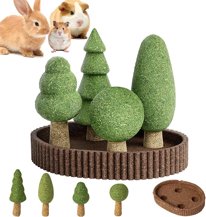 mini&moe Hamster Chew Toys for Teeth – 5PCS Guinea Pig Chew Toys Detachable Natural Edible Chinchilla Treats Improve Dental Health Hamster Enrichment Toys for Rabbit, Bunny, Gerbils