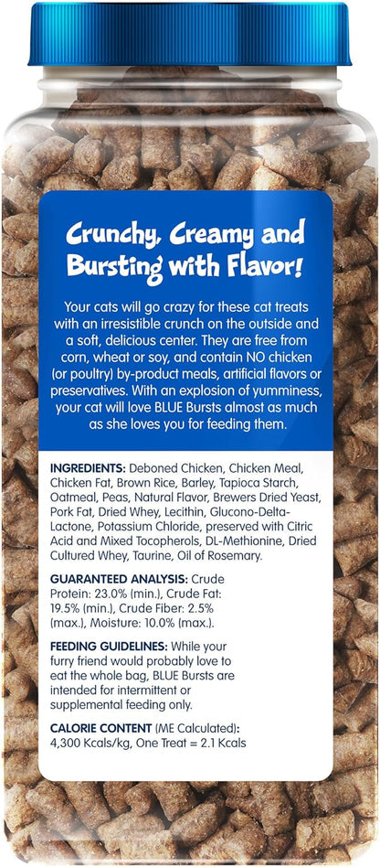 Blue Buffalo Bursts Crunchy & Creamy Cat Treats, Great for Training, Paw-Lickin' Chicken, 12-oz. Tub