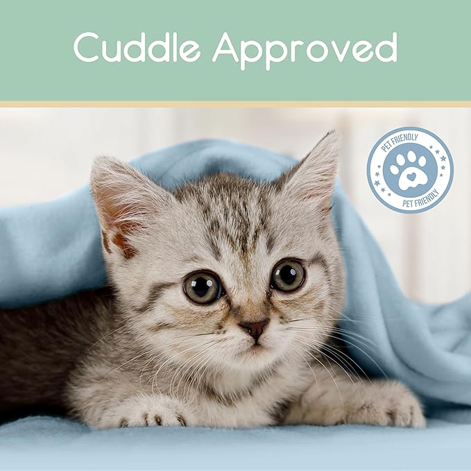 Vellux Twin Size Microfleece Supersoft Lightweight Throw Blanket | All-Season Comfort | Plush Pet-Friendly Blue