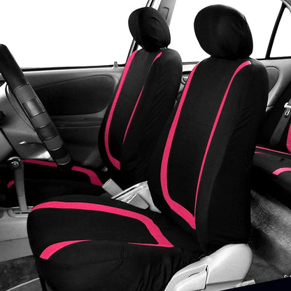 FH Group Car Seat Covers Full Set Cloth - Universal Fit Washable Automotive Seat Covers, Low Back Front Seat Covers, Solid Back Seat Cover for SUV, Sedan and Van Pink